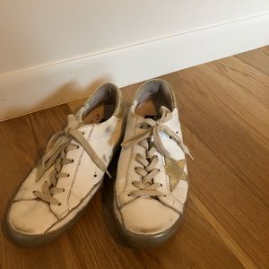 Golden Goose white with gold trim.